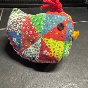 Handmade Patchwork Chicken Plush Farmhouse Pincushion Floral Gingham‎ Folk Art